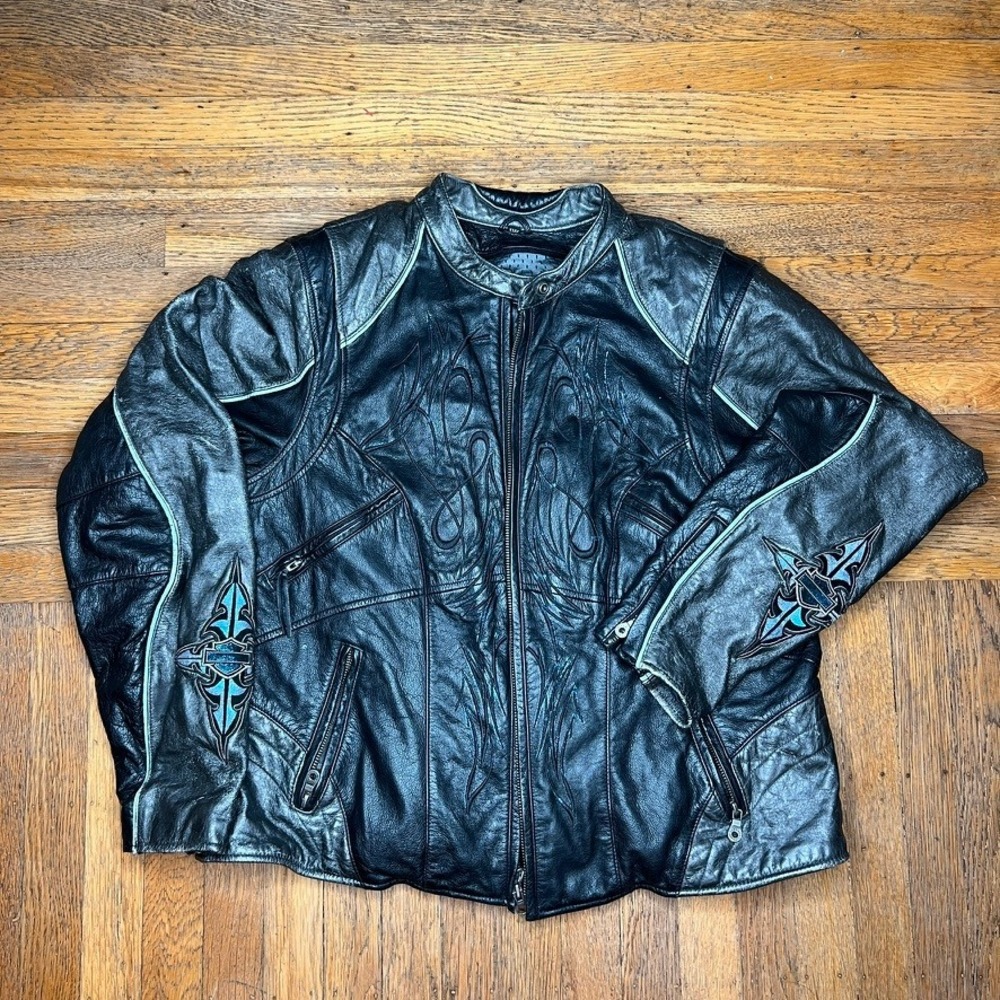 Harley Davidson Leather Jacket - Women's XL - 07 McBling Y2K - Twilight - Picture 2 of 11